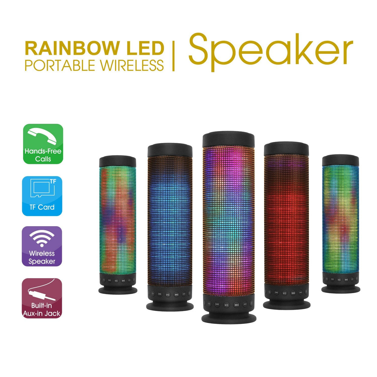 rainbow LED portable wireless speaker