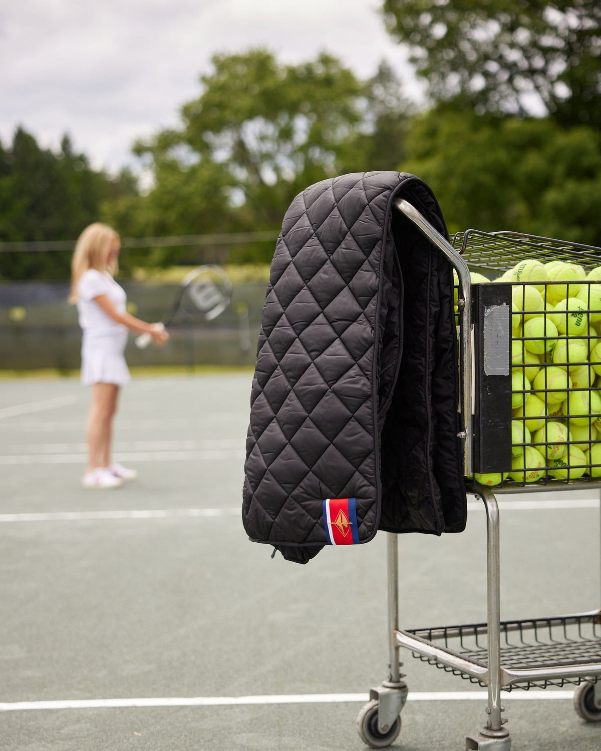 Football on Black Puffer Blanket