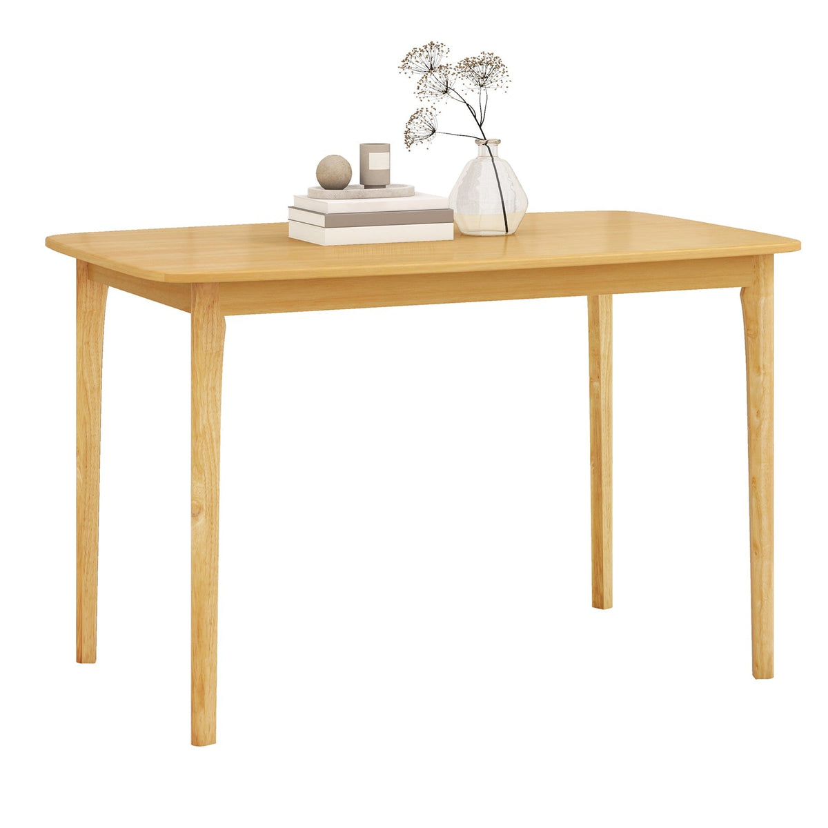 48 Inch Solid Wood Dining Table with Rubber Wood Supporting Legs for Kitchen Dining Room