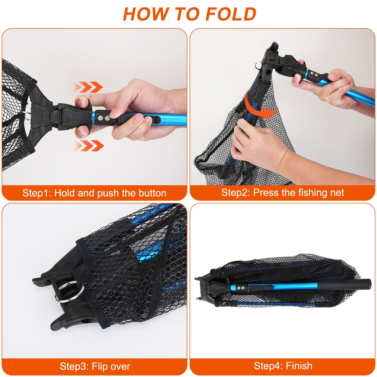 Foldable Fishing Net with Aluminum Handle and Nano Coating