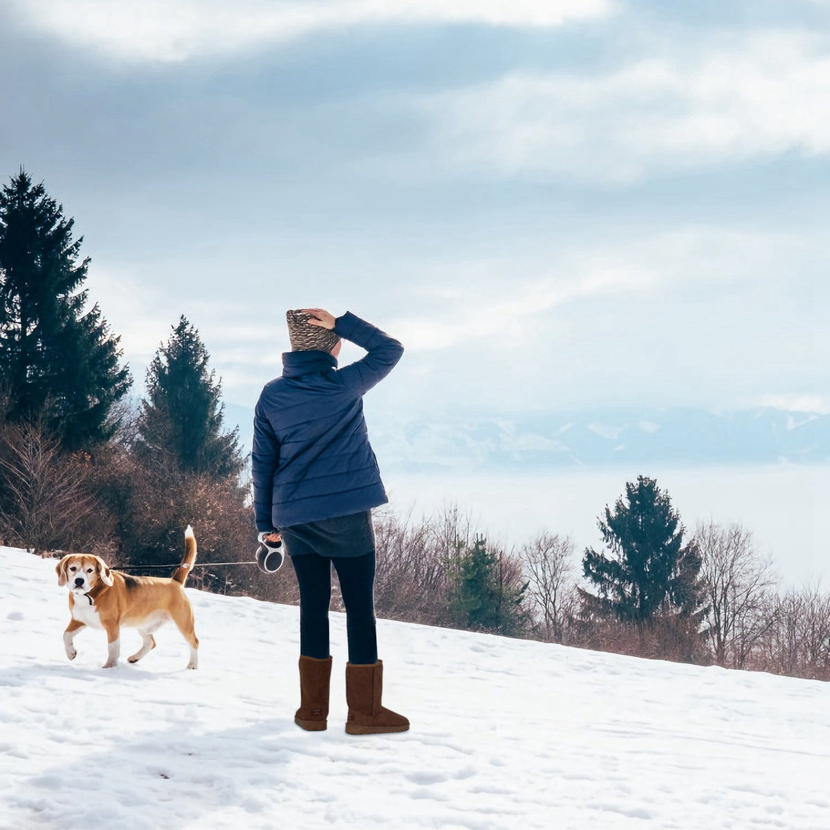 Snow Boots - Waterproof Faux Suede Mid-Calf with Warm Lining