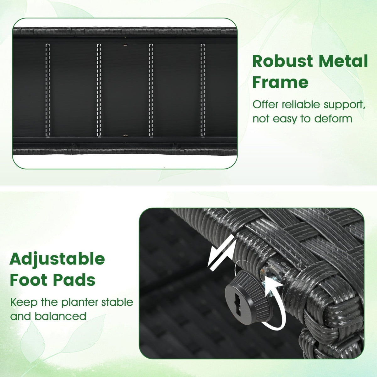 49 Inch Raised Garden Bed with Trellis and Wicker Planter Box