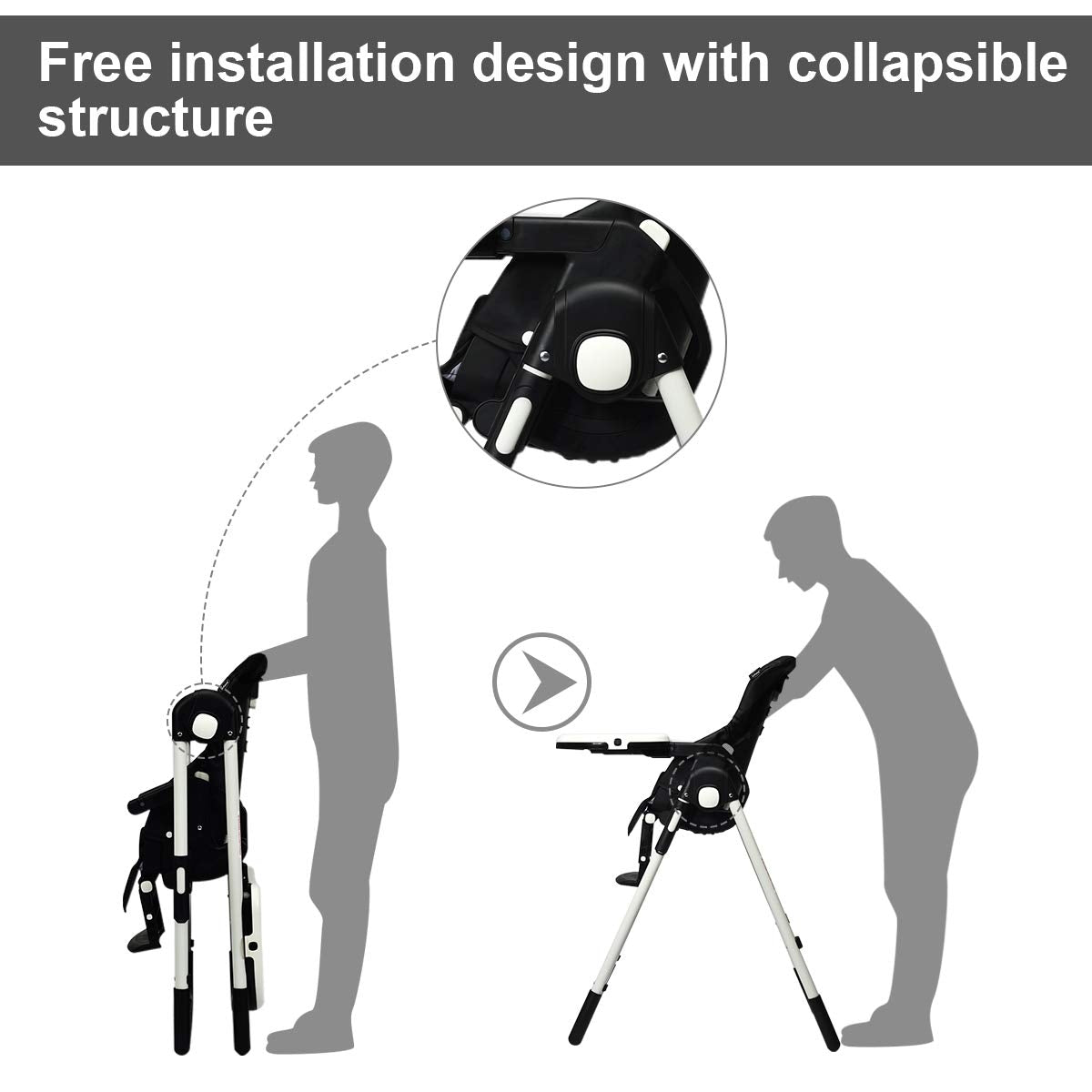 Foldable High chair with Multiple Adjustable Backrest