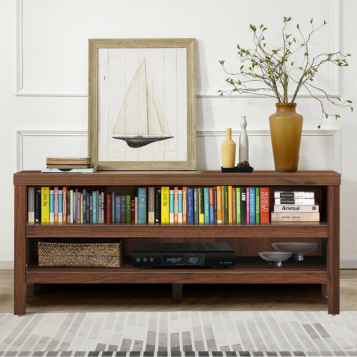 3-Tier TV Stand Console Cabinet for TV's up to 45 Inch with Storage Shelves