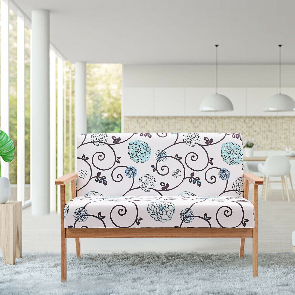 Modern Fabric Loveseat Sofa Couch Upholstered 2-Seat Armchair