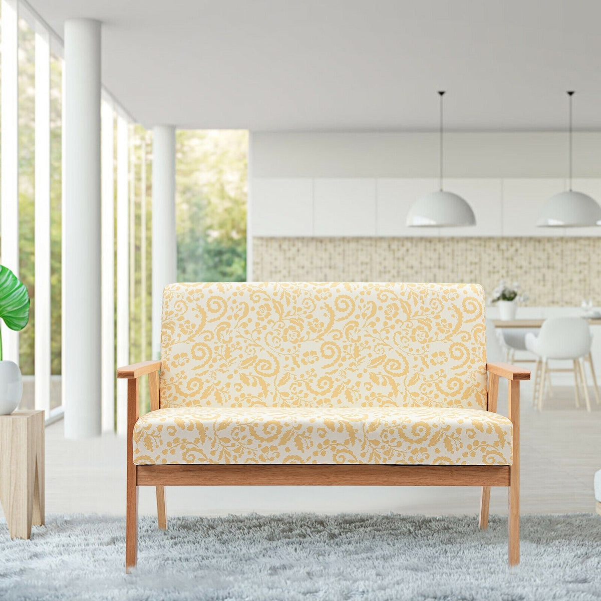 Modern Fabric Loveseat Sofa Couch Upholstered 2-Seat Armchair