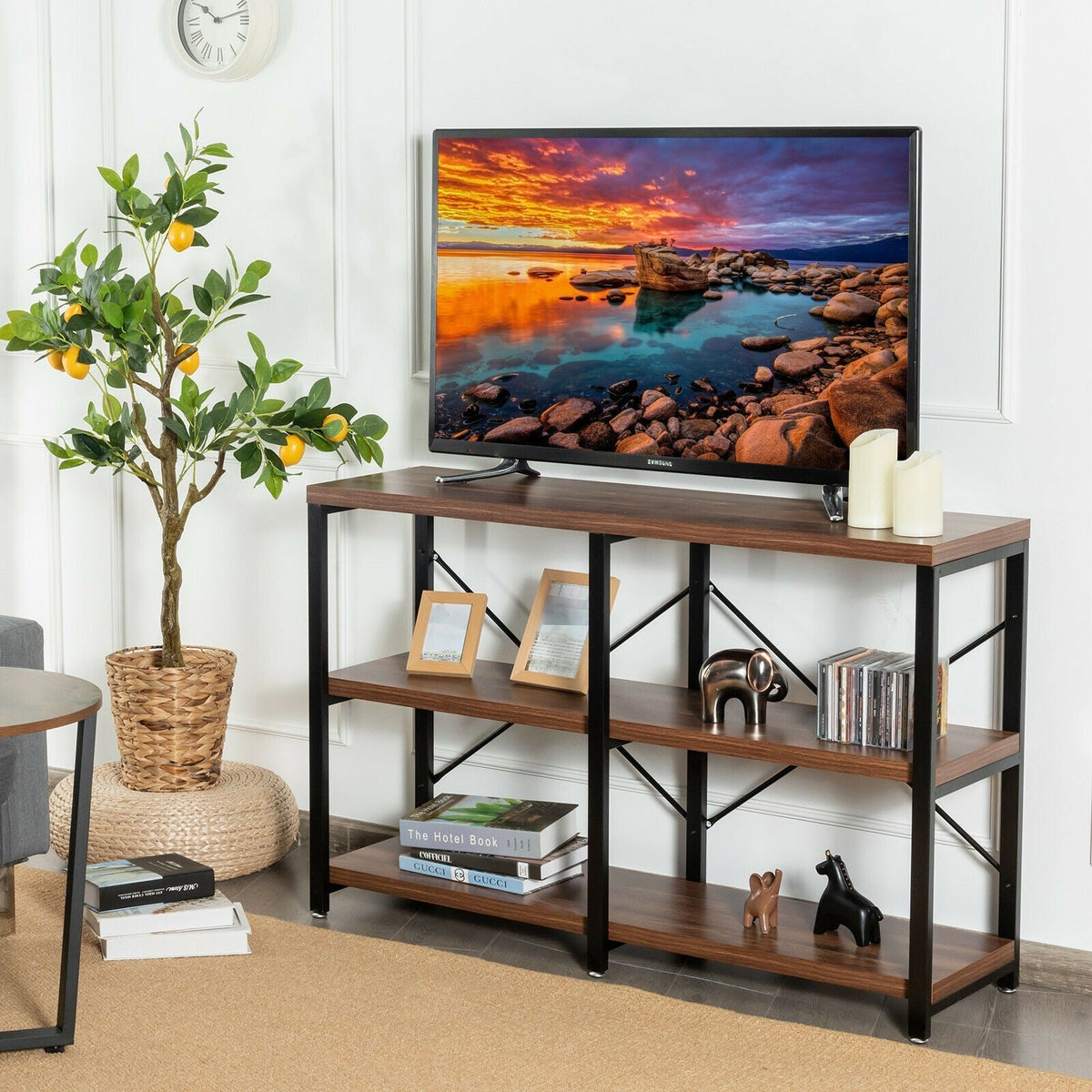 3 Tier 47 Inch Console Metal Frame Sofa Table