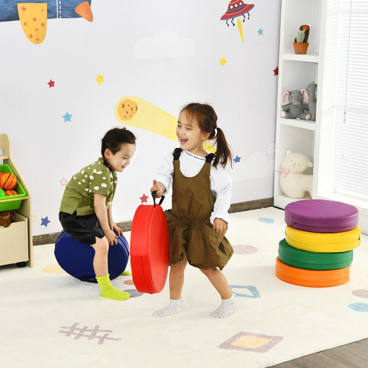 6 cojines de suelo redondos de 15 pulgadas para niños pequeños
