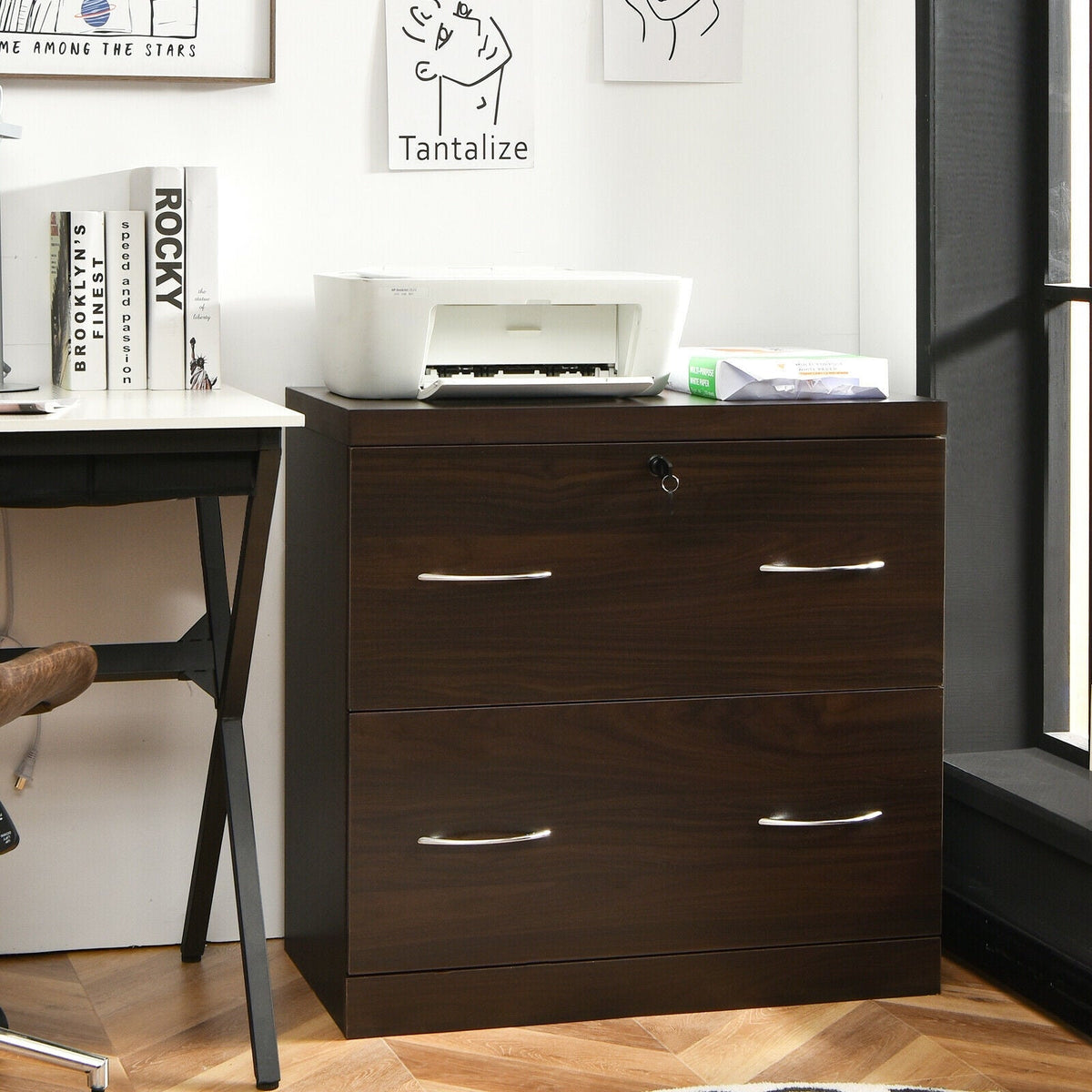 2-Drawer File Cabinet with Lock Hinging Bar Letter and Legal Size