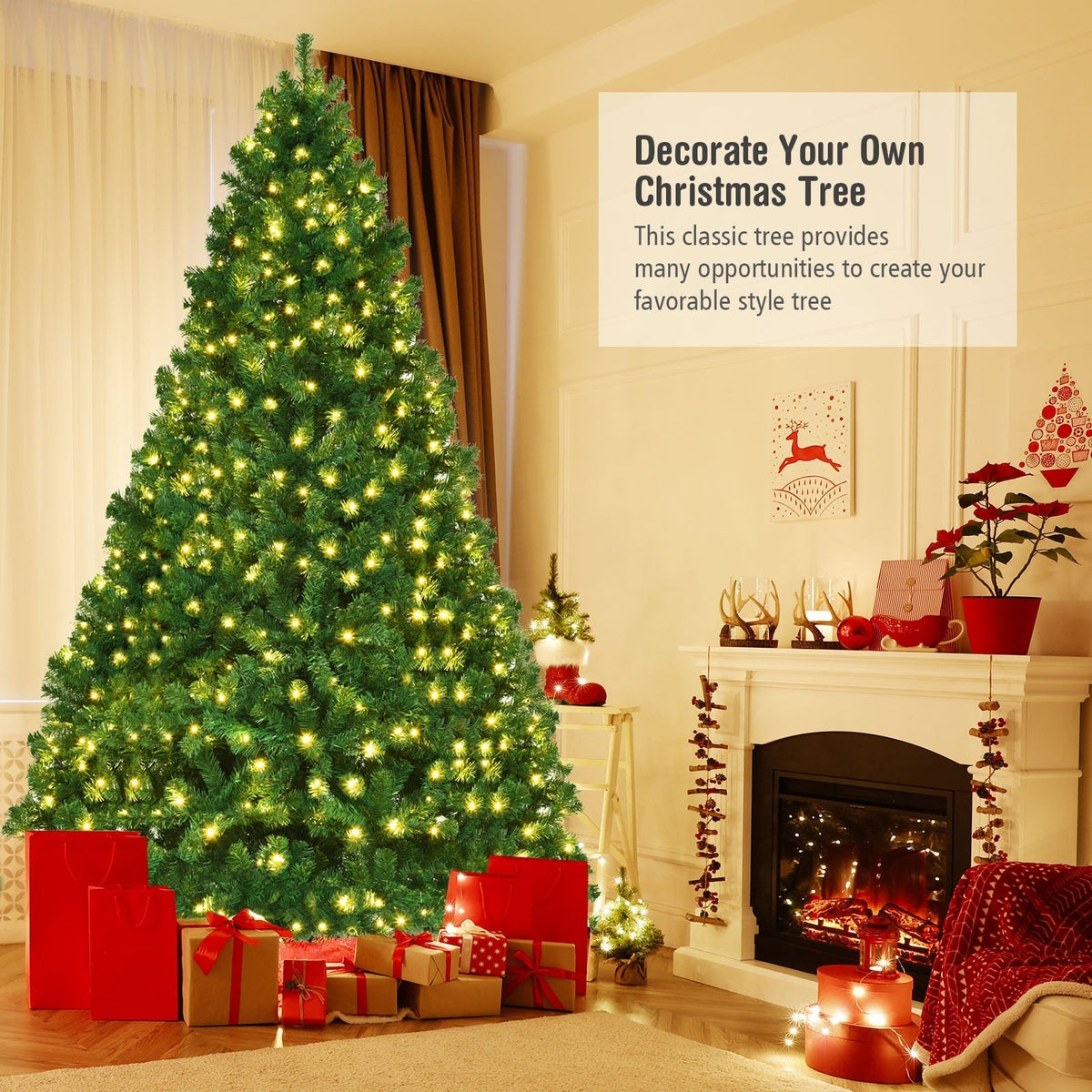 7 Feet PVC Artificial Christmas Tree with LED Lights