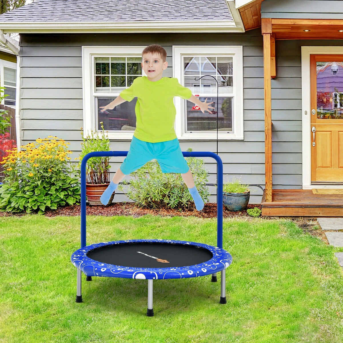 36 Inch Kids Trampoline Mini Rebounder with Full Covered Handrail