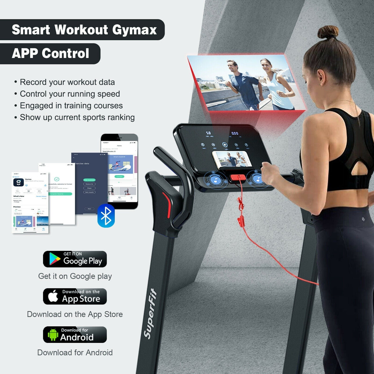 2.25 HP Electric Motorized Folding Running Treadmill Machine with LED Display