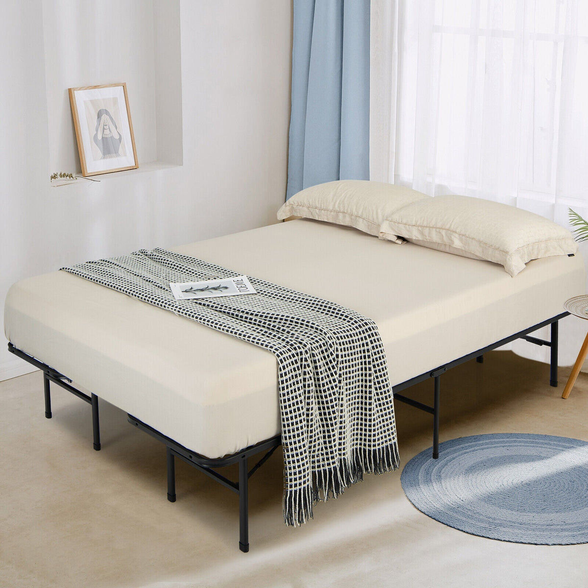 Full/King Size Folding Steel Platform Bed Frame for Kids and Adults