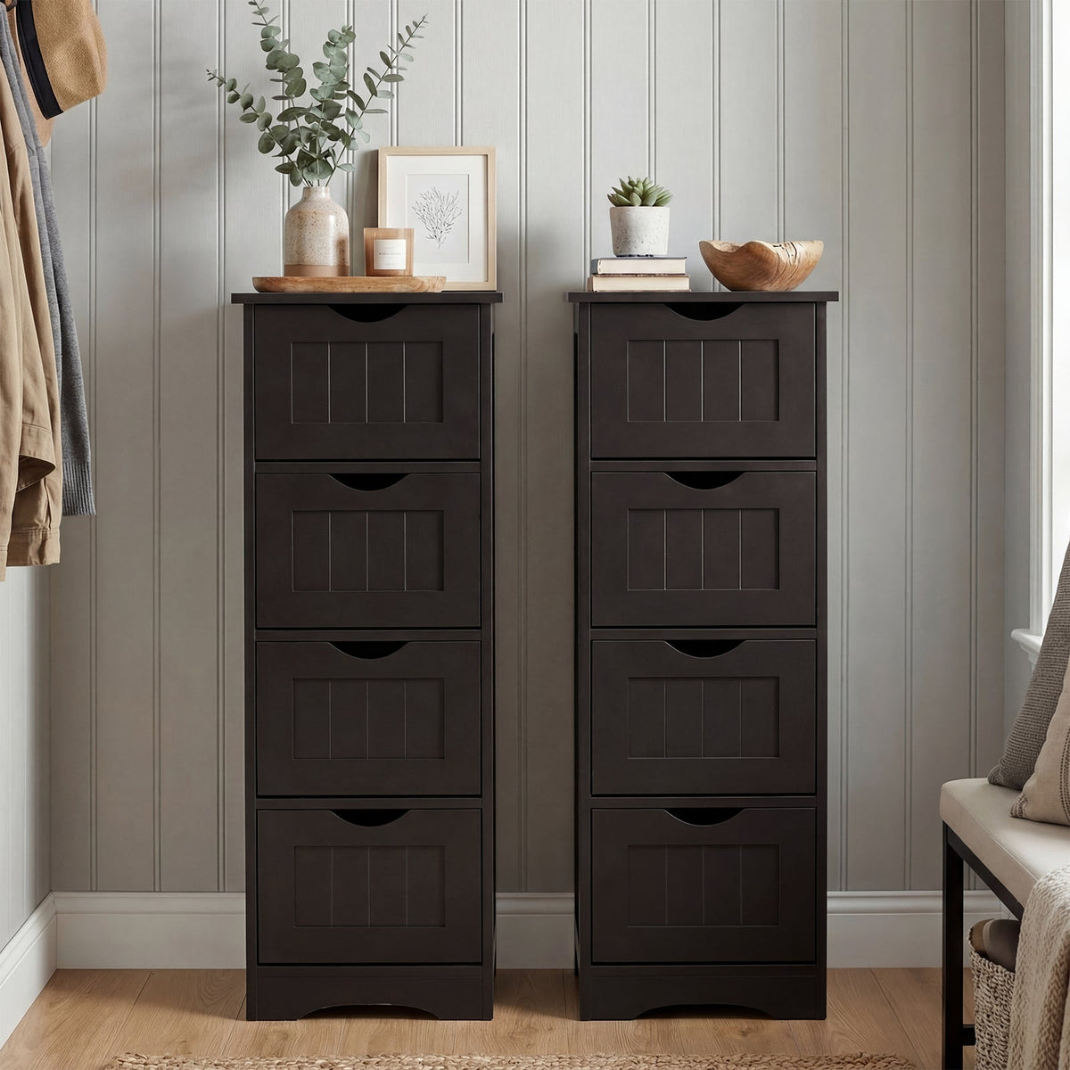 4-Drawer Freestanding Floor Cabinet with Anti-Toppling Device