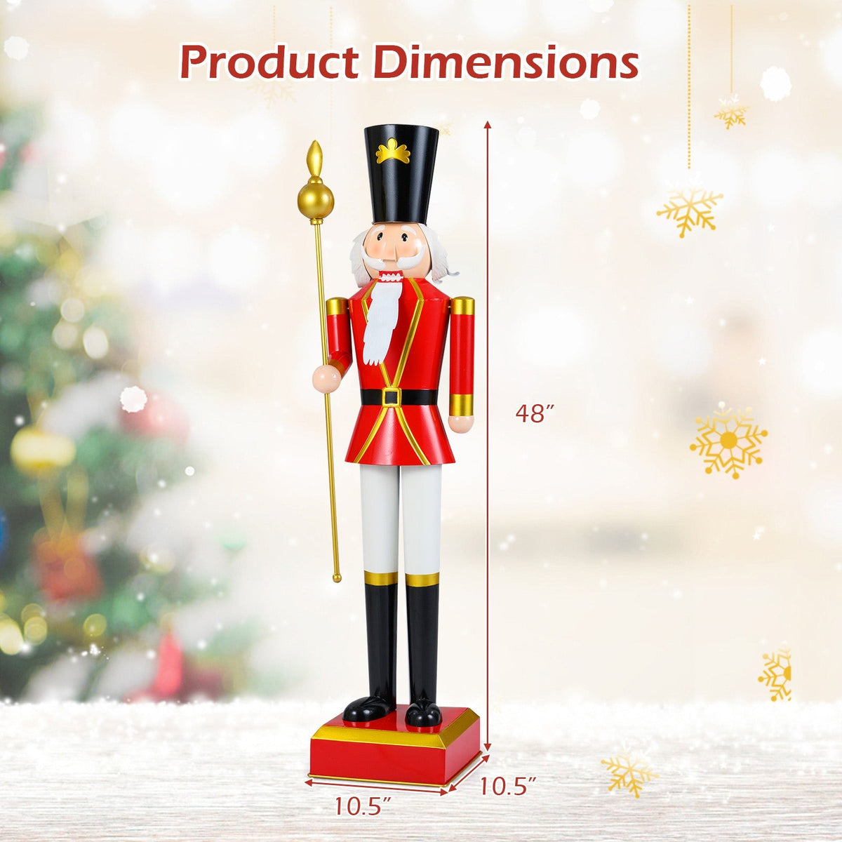4 FT Christmas Nutcracker with High Hat & Beautiful Scepter