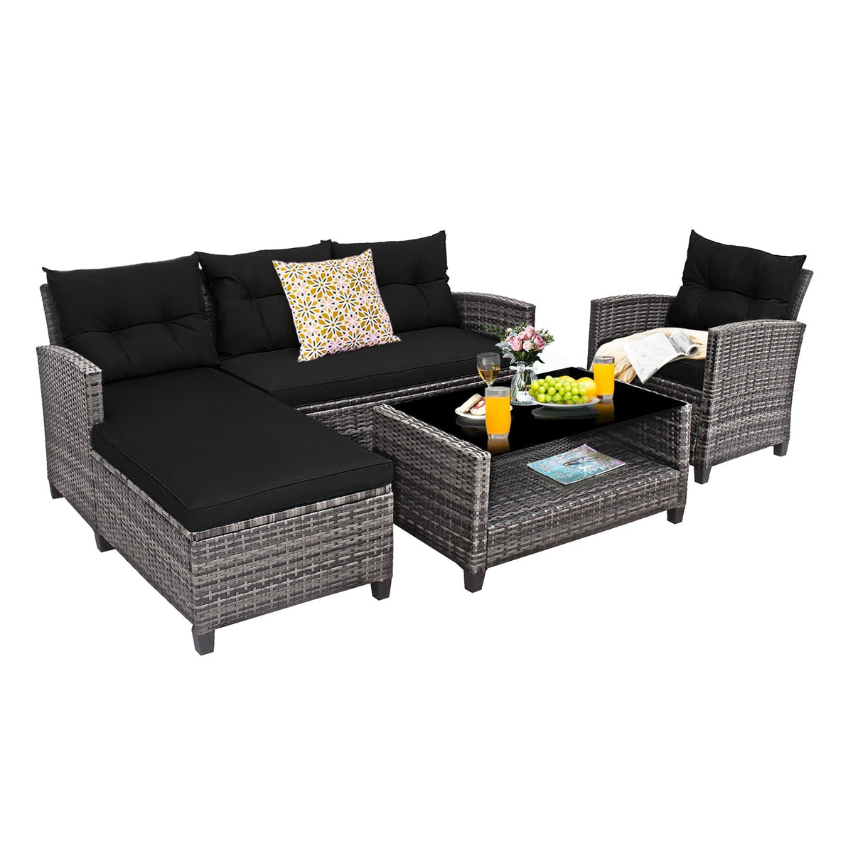 4 Pieces Patio Rattan
