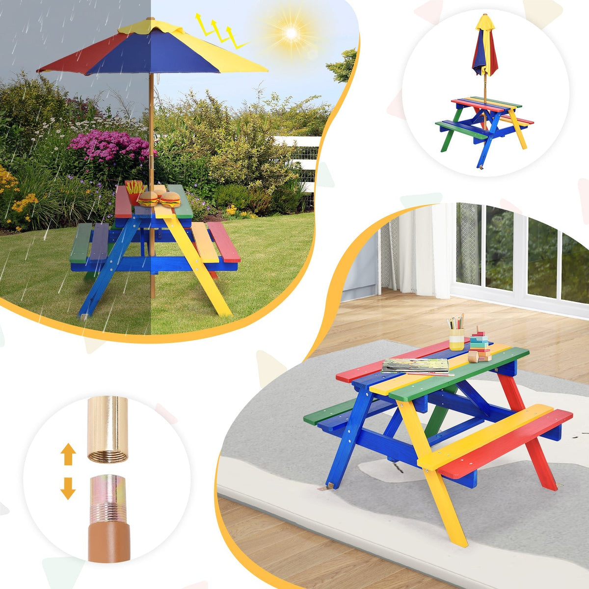 4 Seat Kids Picnic Table with Umbrella
