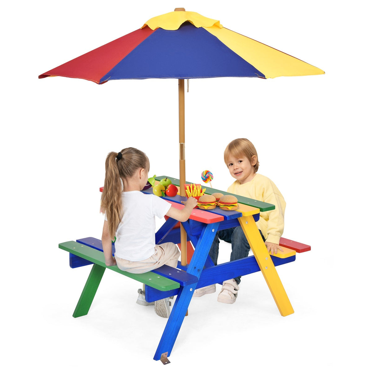4 Seat Kids Picnic Table with Umbrella