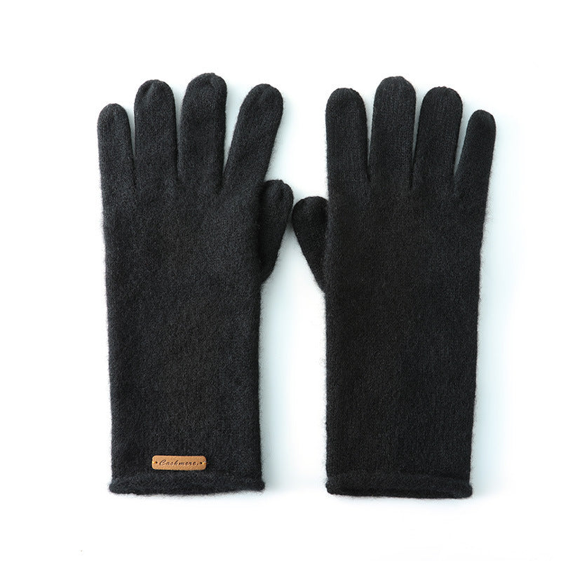 Cashmere Autumn And Winter Unisex Warm Touch Riding Windproof Knitted Five-finger Gloves