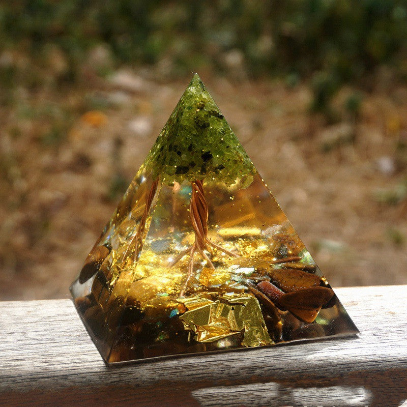 Torre de Energía de Grava de Cristal Natural con Decoración de Pirámide