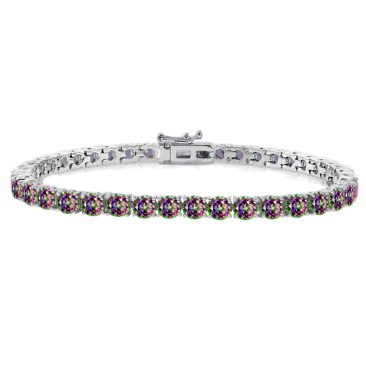 4mm Round Mystic Topaz Tennis Bracelet