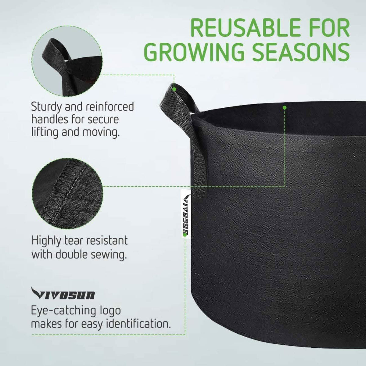 5-Pack: Plant Grow Bags