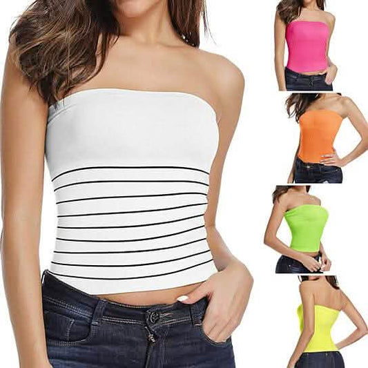 5-Pack: Women's Seamless Long Length Bandeau Bra Tops Tube Tops