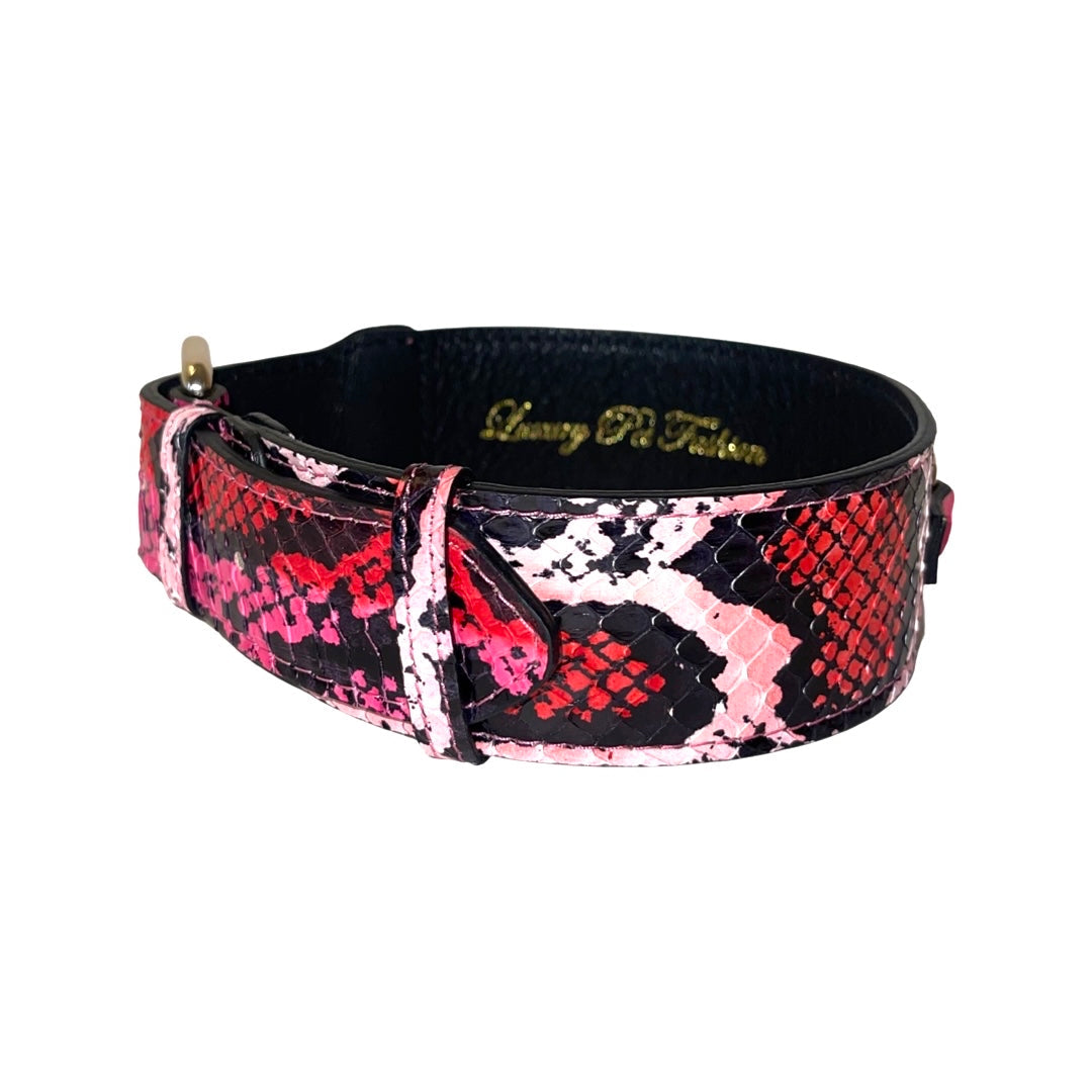 Fuchsia/Light Pink/Red & Black Snake Classic Collar