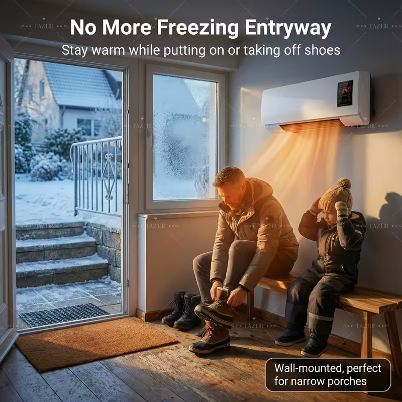 1200W Wall-Mounted Heater and Fan Combo with Remote