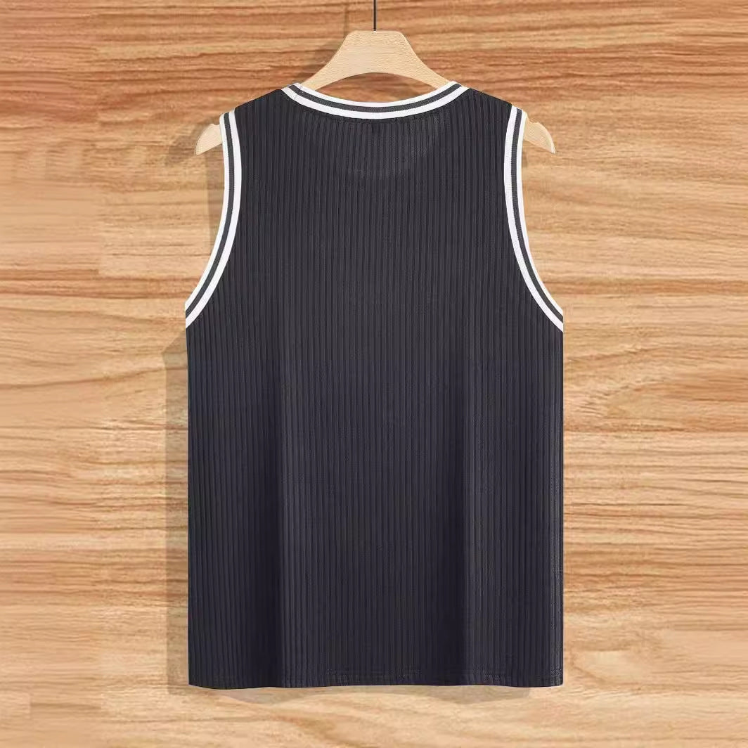 Knitted Vertical Stripes Fitness Sports Slim-fitting Vest