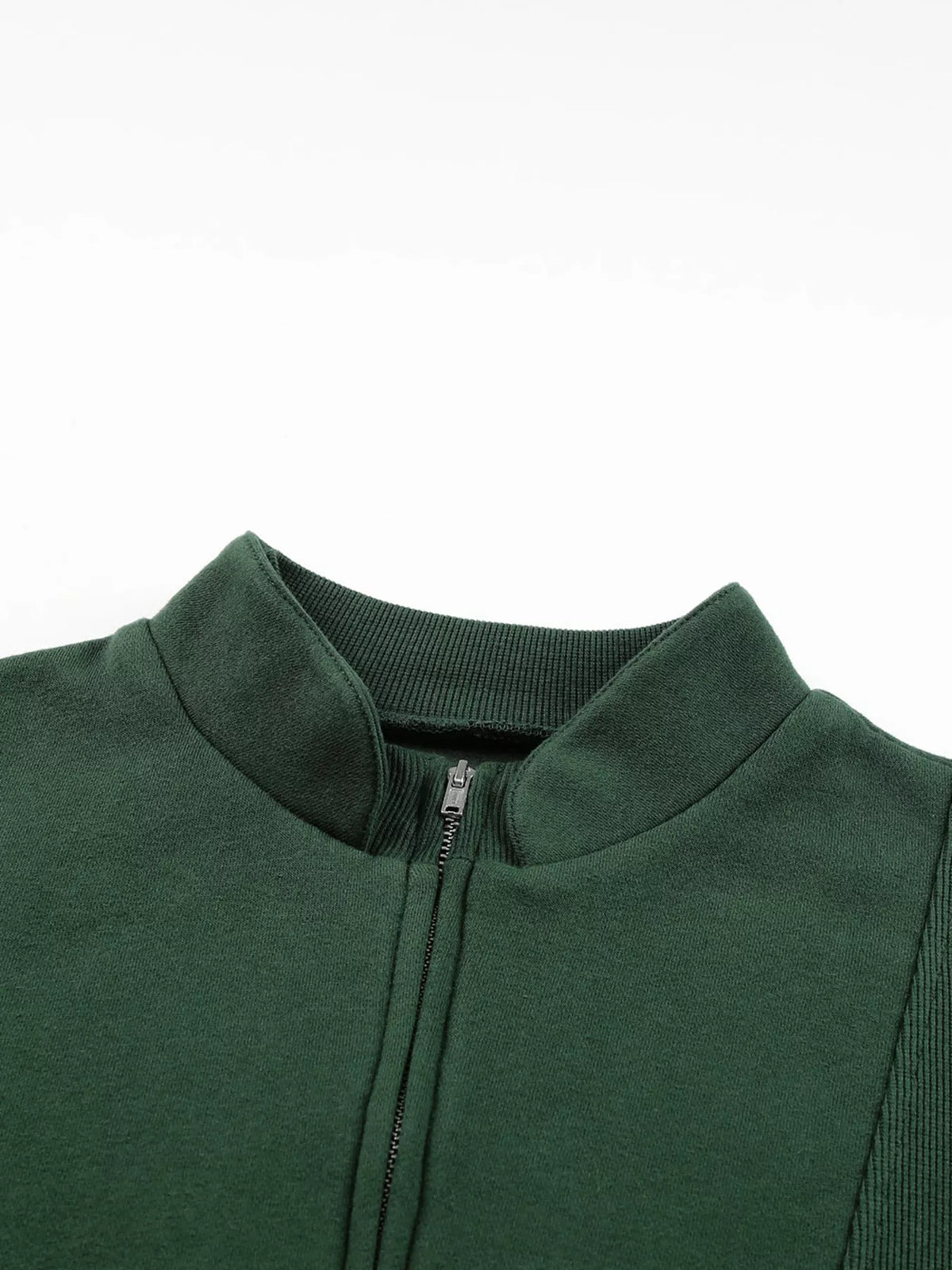 Half Zip Stand Collar Exposed Seam Solid Color Casual Sweatshirt