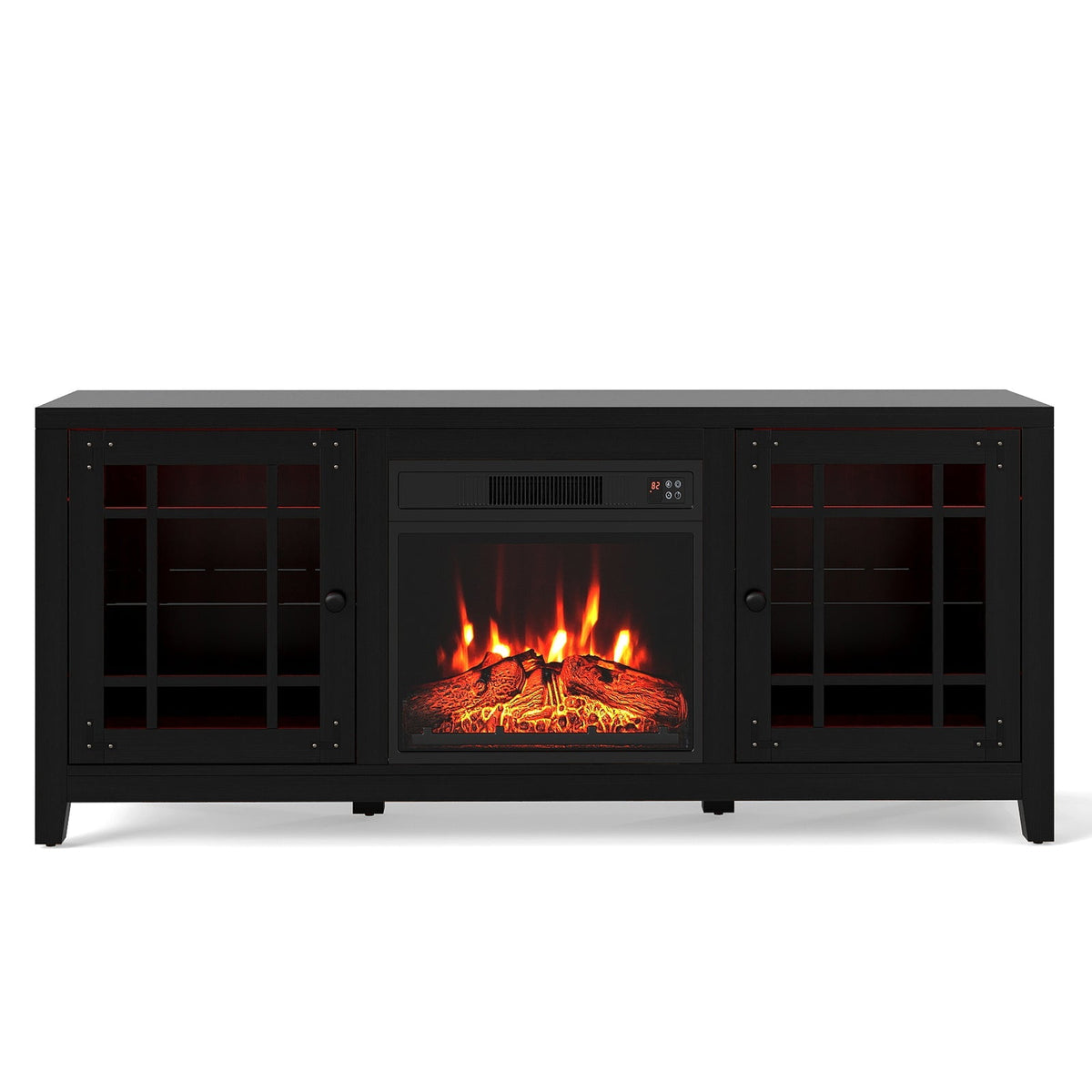 58" Fireplace TV Stand with LED Lights and 18" Electric Fireplace