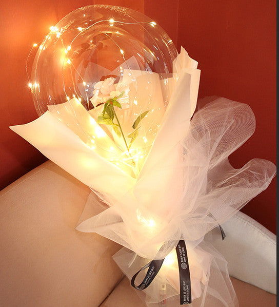 Ramo de Rosas de Globos Luminosos LED Rosa Bola Bobo Transparente