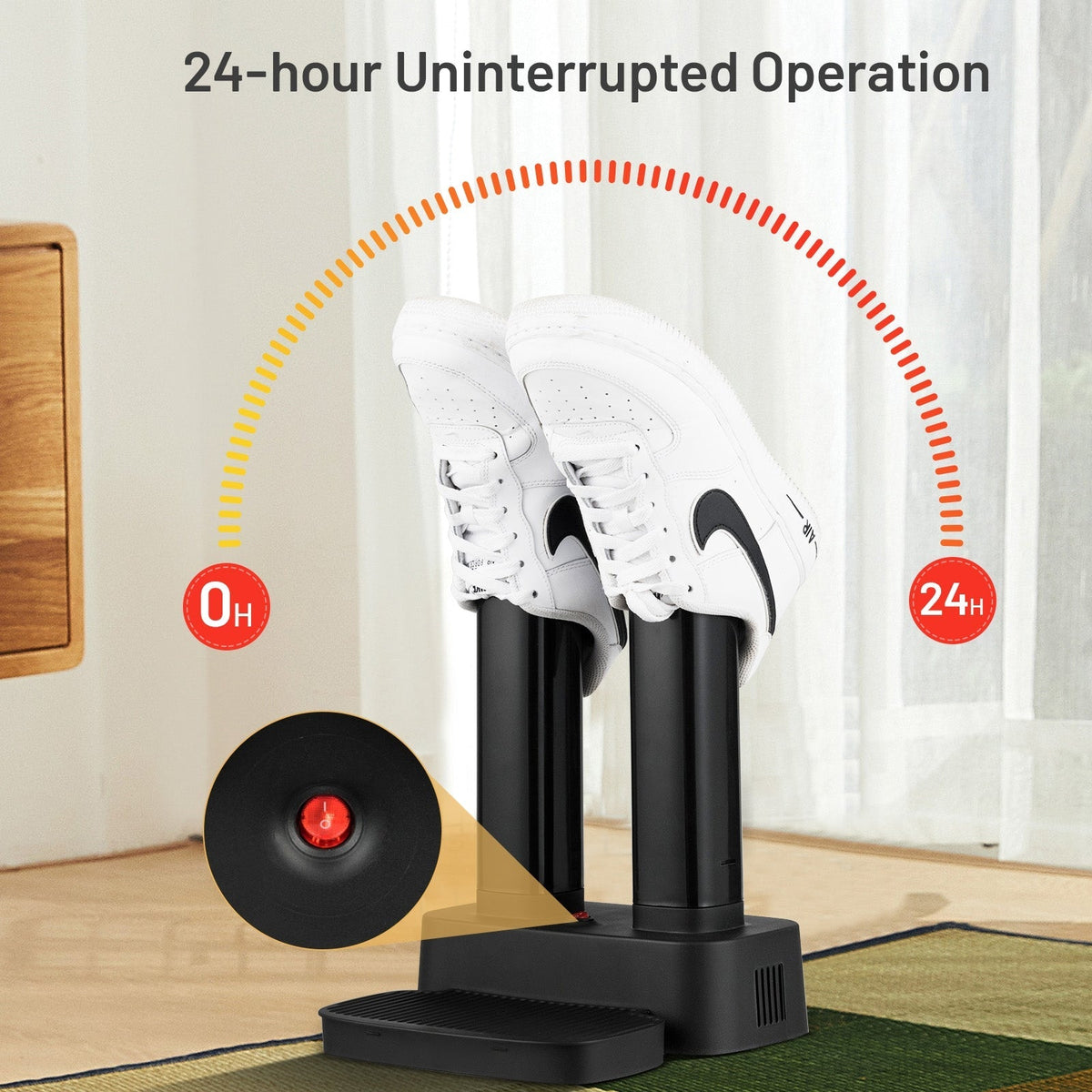 2-Shoe Electric Shoe Dryer with Portable Adjustable Warmer