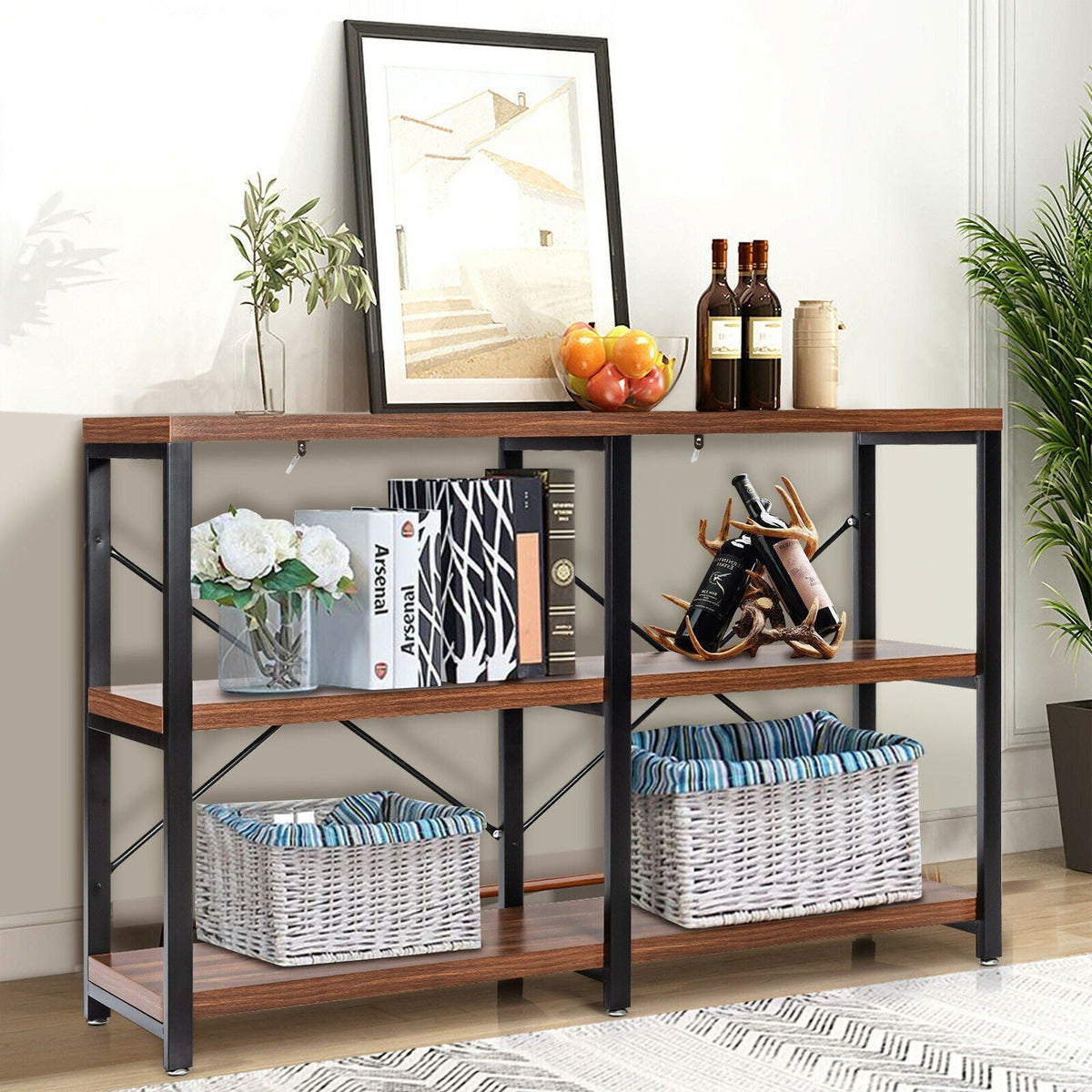 3 Tier 47 Inch Console Metal Frame Sofa Table