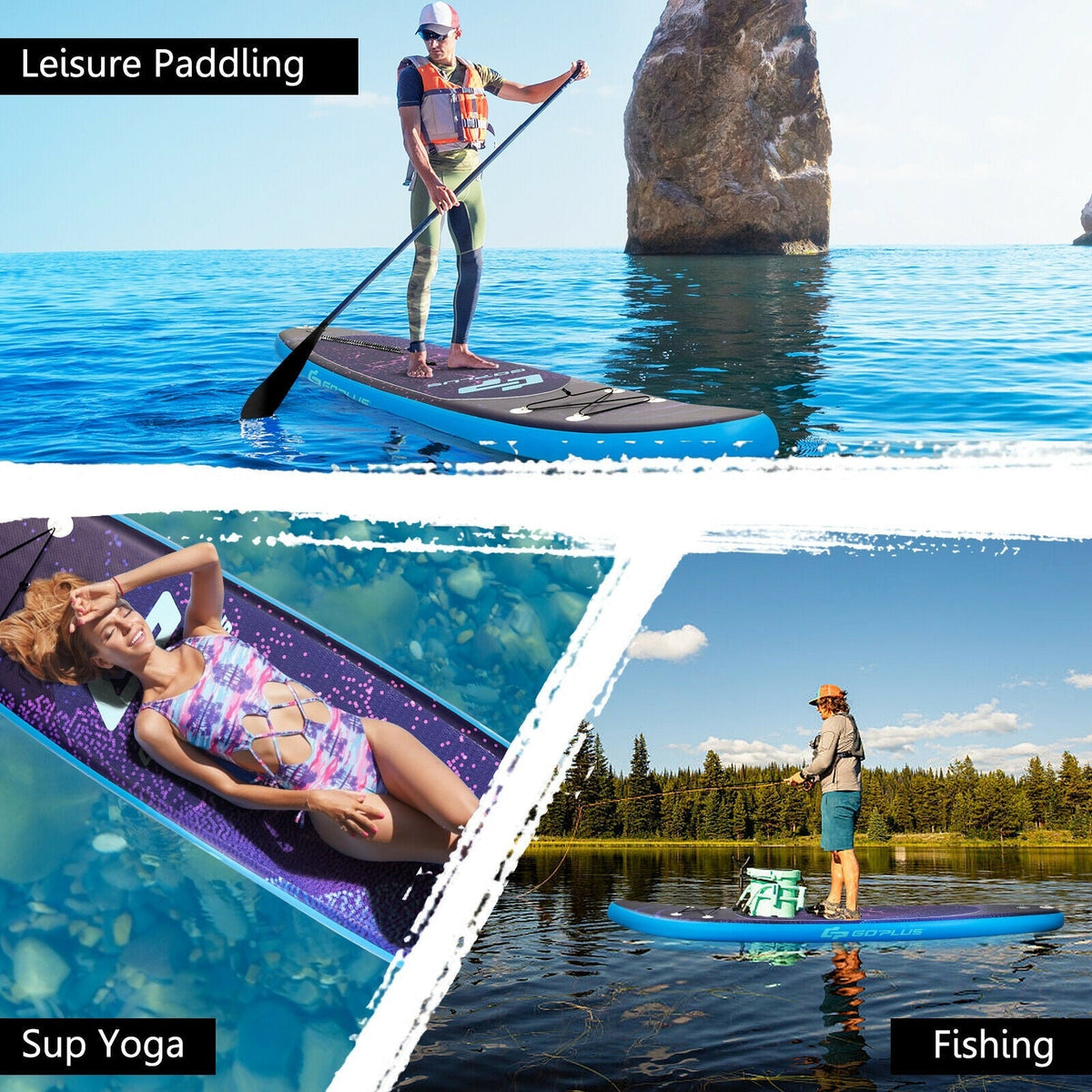 11 Feet Inflatable Stand Up Paddle Board Surfboard with Bag Aluminum Paddle Pump