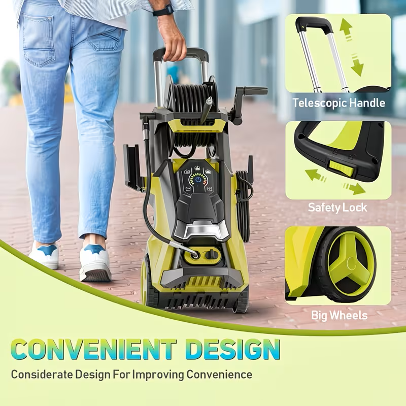 Hidrolavadora Eléctrica 4500 PSI 3.2 GPM con Cañón de Espuma y Carrete de Manguera