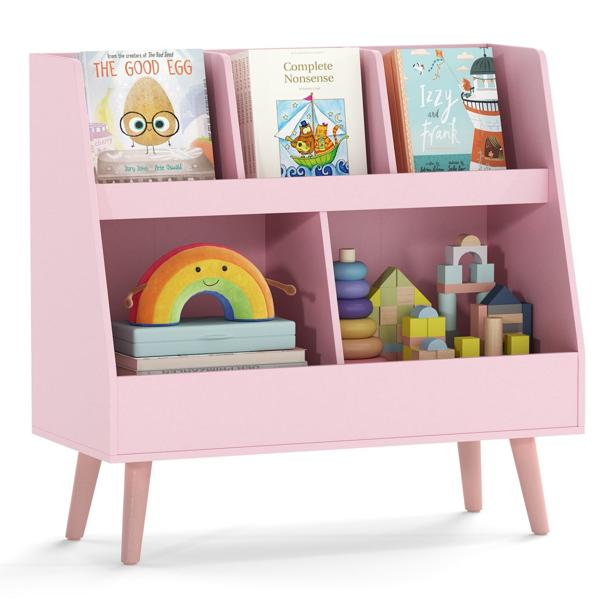 5-Cube Kids Bookshelf and Toy Organizer with Anti-Tipping Kits