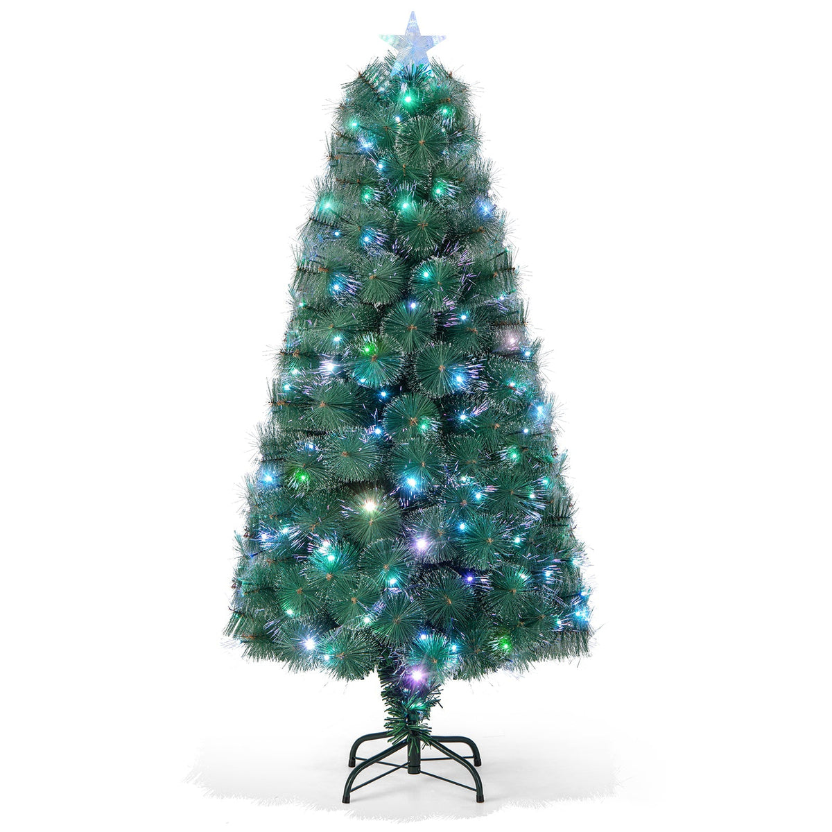 5/6/7 FT Pre-Lit Fiber Optic Christmas Tree with 148/185/226 Multi-Color LED Lights and Top Star Light