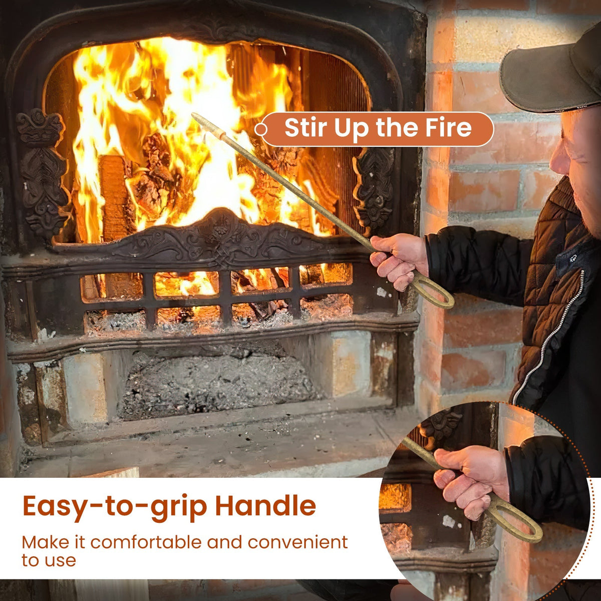 5 Pieces Fireplace Tool Set Fireplace Accessories with Poker