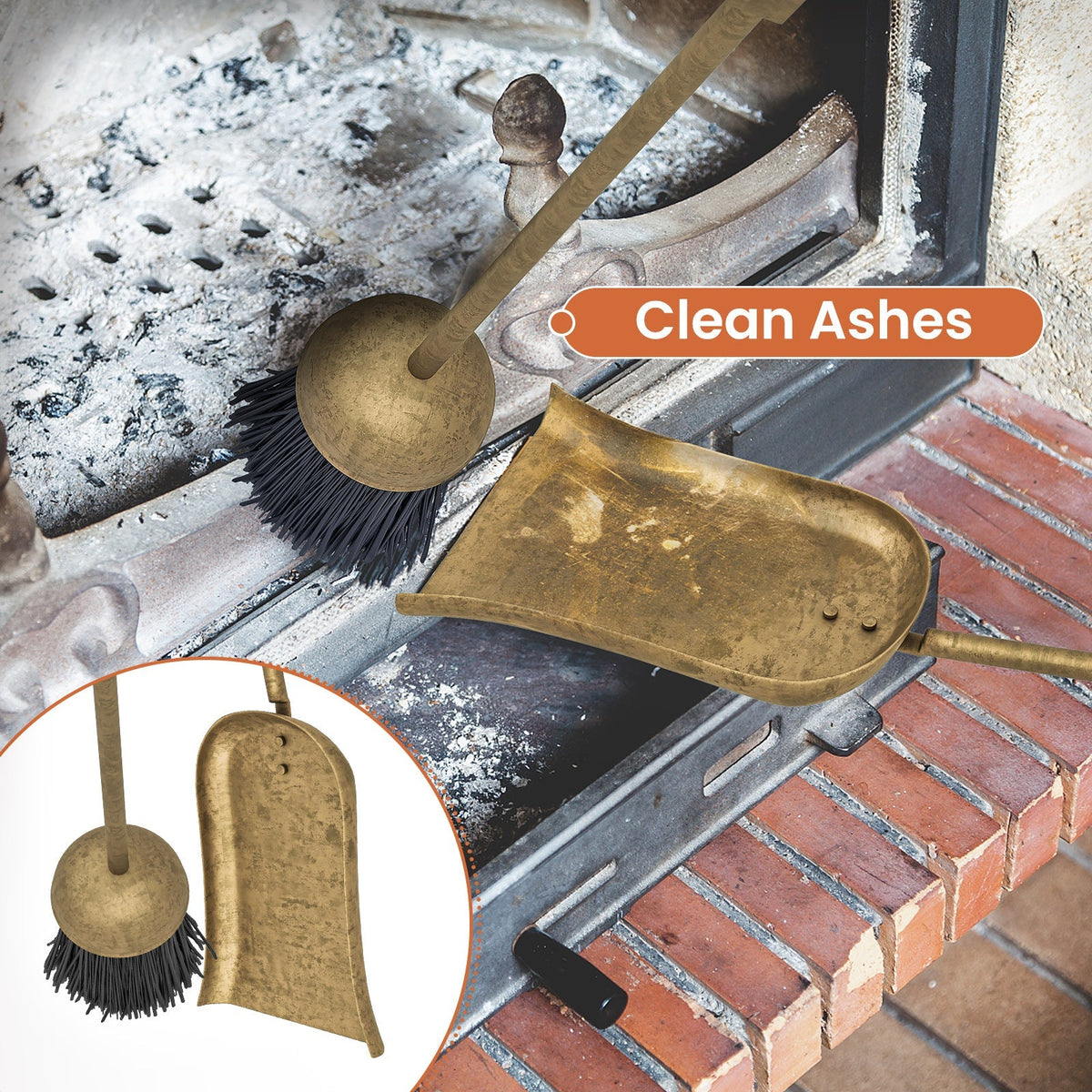 5 Pieces Fireplace Tool Set Fireplace Accessories with Poker