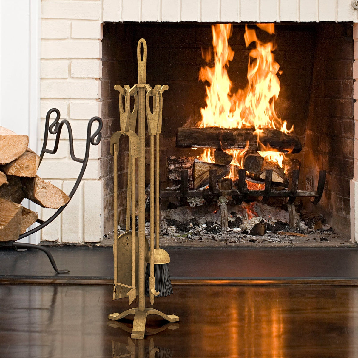 5 Pieces Fireplace Tool Set Fireplace Accessories with Poker