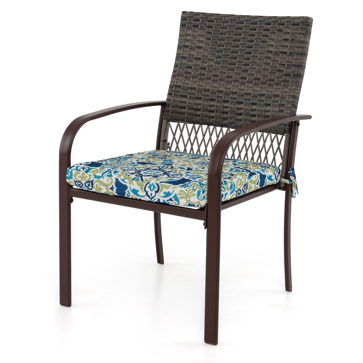 Juego de comedor para patio de 5 piezas con 4 sillones de ratán acolchados y mesa cuadrada