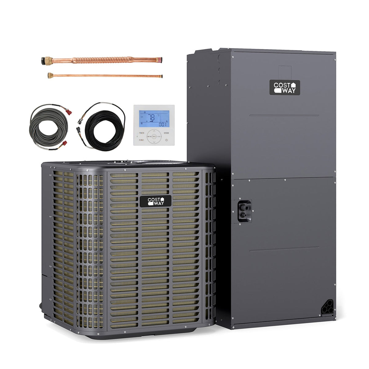 5 Ton 17 SEER2 Central Air Conditioner Heat Pump System with Multi-Position Air Handler Unit