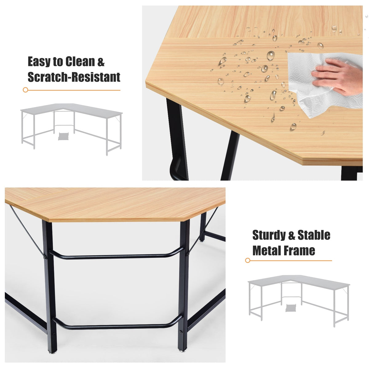 L Shaped Desk Corner Computer Desk PC Laptop Gaming Table Workstation