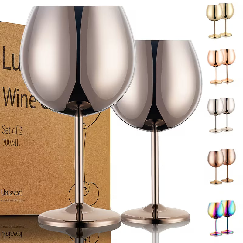 2-Piece Stainless Steel Spherical Wine Glass Set
