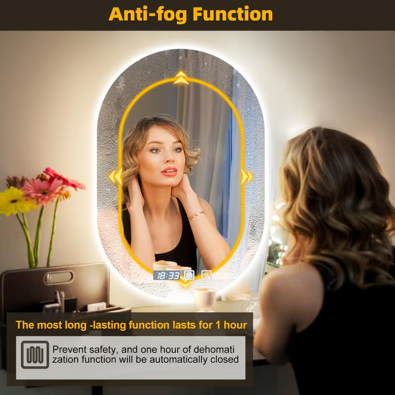 30x20 in LED Bathroom Mirror with Anti-Fog and Lights