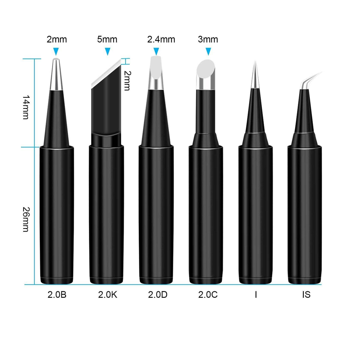 6-Piece Set: 900M-T Series Soldering Iron Tips