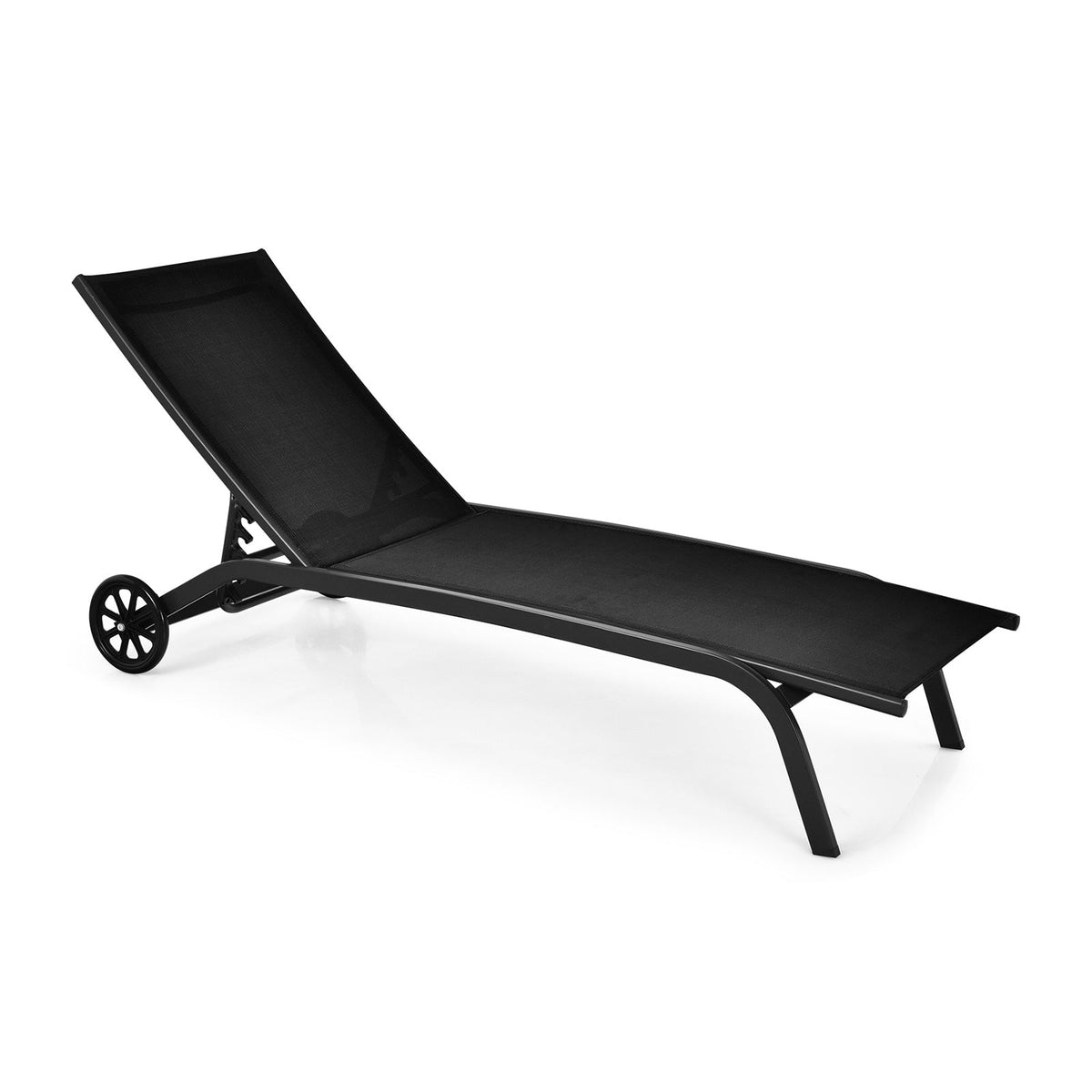 Tumbona reclinable de exterior ajustable en 6 posiciones con ruedas
