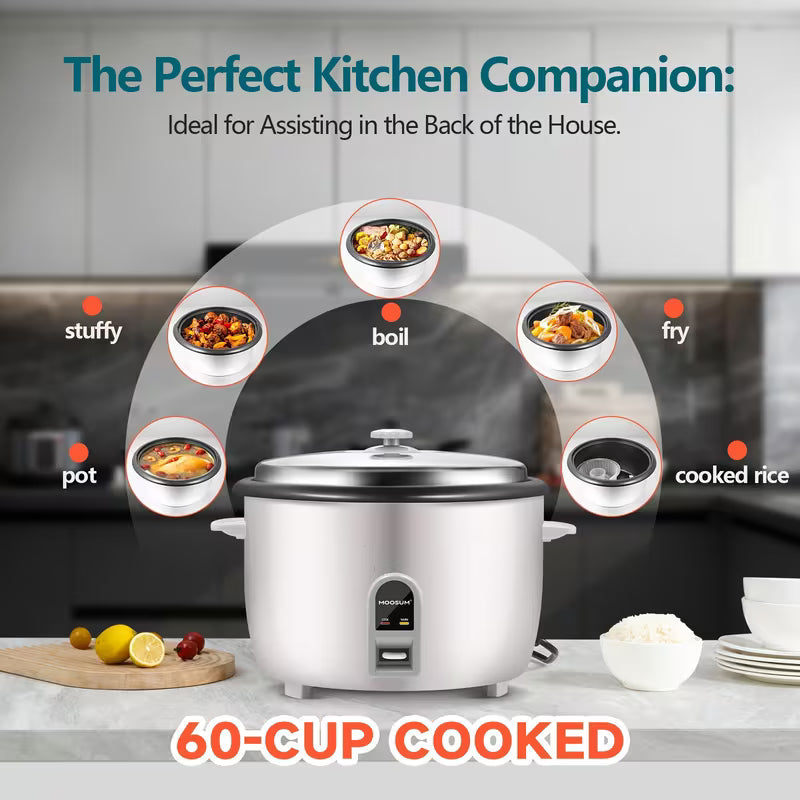 Commercial Rice Cooker with 12-Hour Keep Warm Function